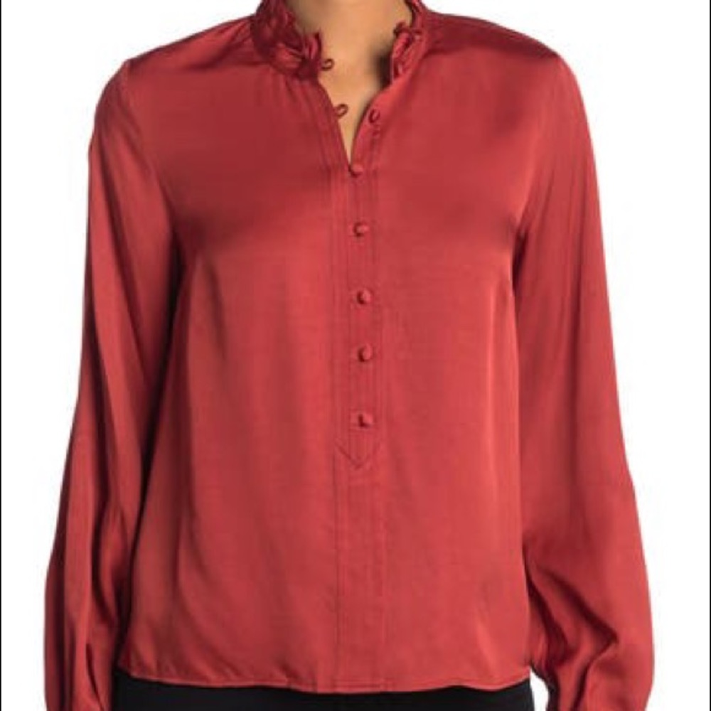 Sea Ruffle Button Front Blouse - Picture 2 of 3